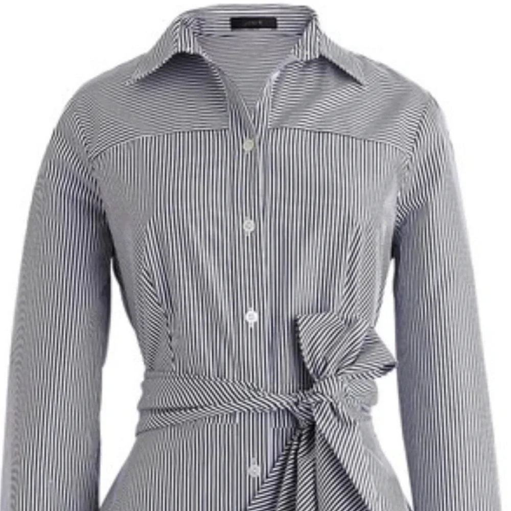 J. Crew Blue Long Pocket Sleeve Shirt Dress with Collar Size 0